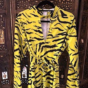 METAMORPHOSIS GIRL YELLOW & BLACK ANIMAL PRINT LONG SLEEVE DRESS W/ BELT 2X